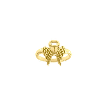 Angel Wings Halo Solid Yellow Gold Ring GRI1549